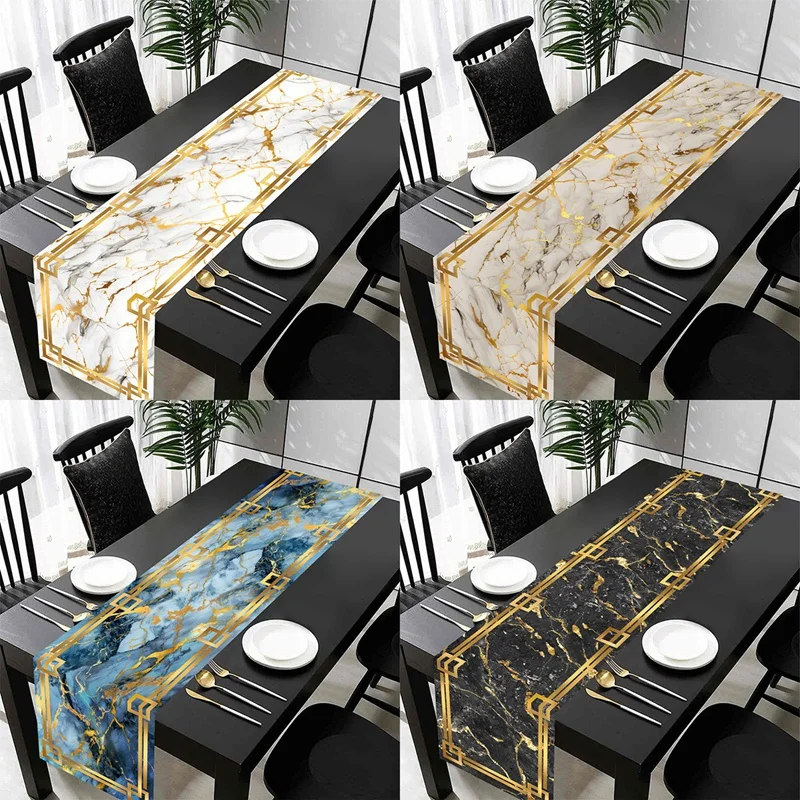 Marmorstruktur Tischläufer Weiß Grau Gold Tischfahne Marmor Tischdecke für Küche Kaffee/Esszimmer/Sofa/Beistelltisch Schlafzimmer Zuhause