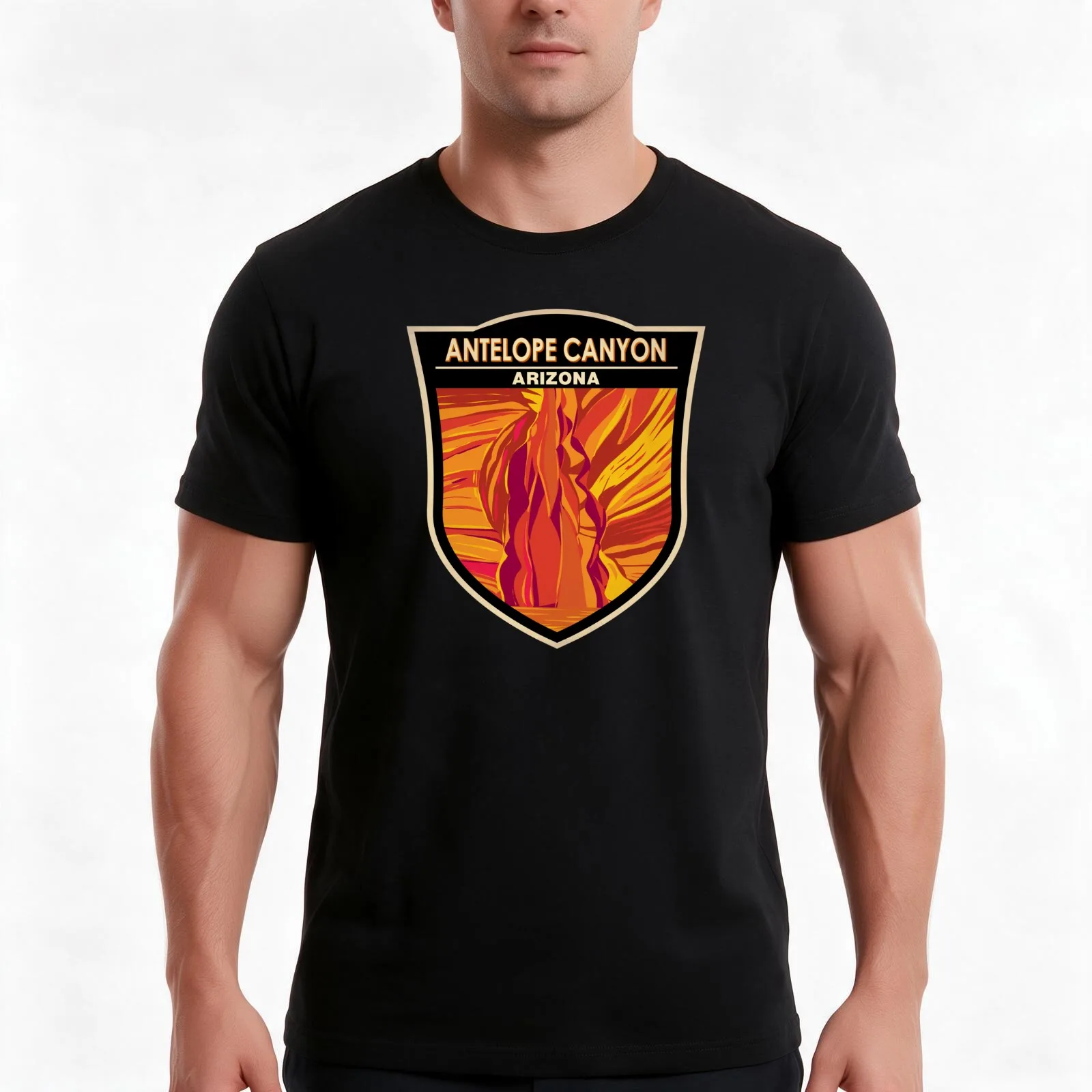 Antelope Canyon Arizona Travel Art Badge T-Shirt Summer Casual Cotton Tee Oversized Streetwear Tops Vintage Graphic Print