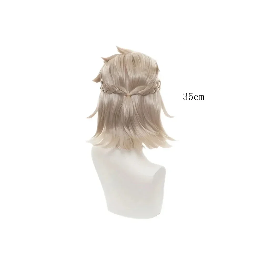 Albedo Cosplay Wigs Short Linen  Anime Heat Resistant Synthetic Hair Genshin Impact Props