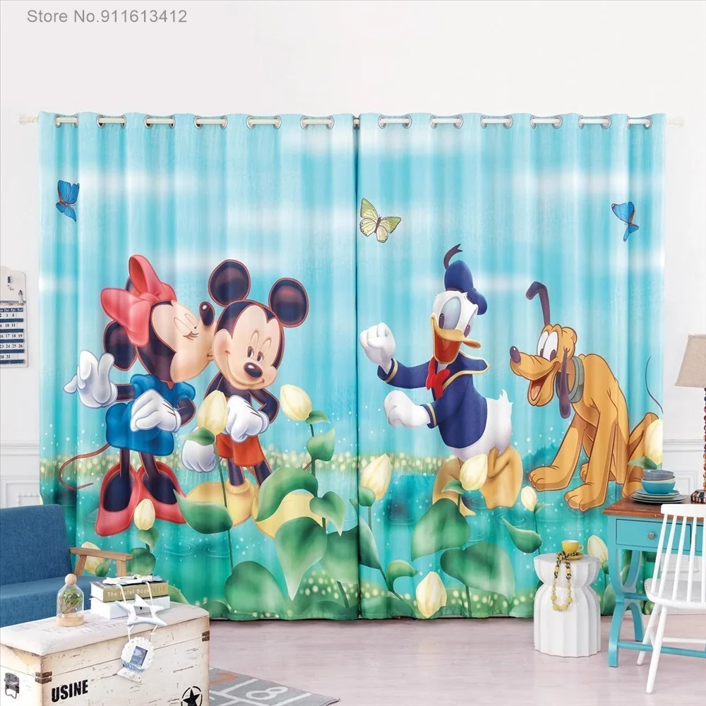 Disney Mickey Minnie Mouse Digital Printing Blackout Curtains for Bedroom Living Room Home Modern Soft Kitchen Window Curtain