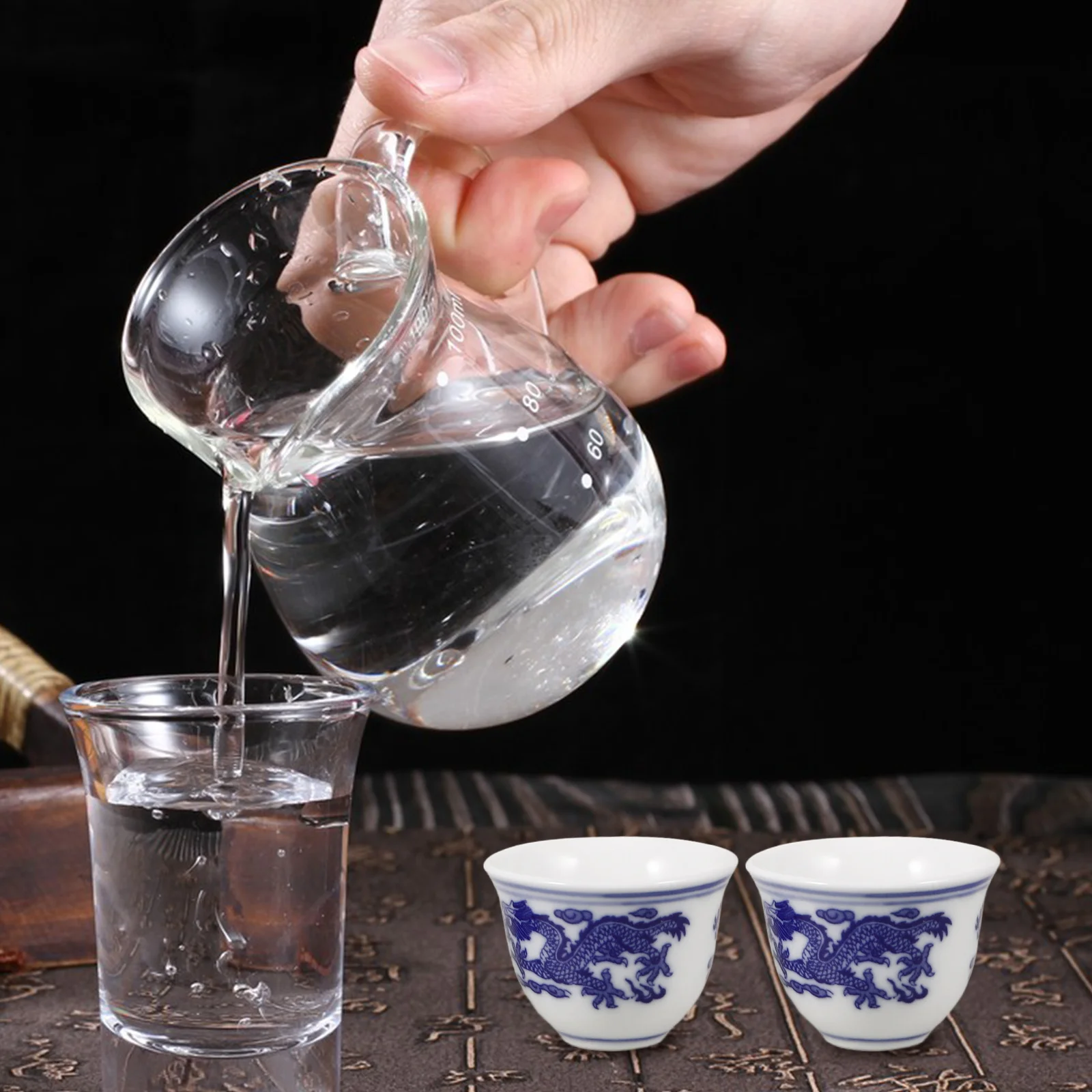 

4Pcs Blue White Porcelain Chinese Traditional Tea Cup Small Ceramic Tea Bowl Dishwasher Safe Household Teacup
