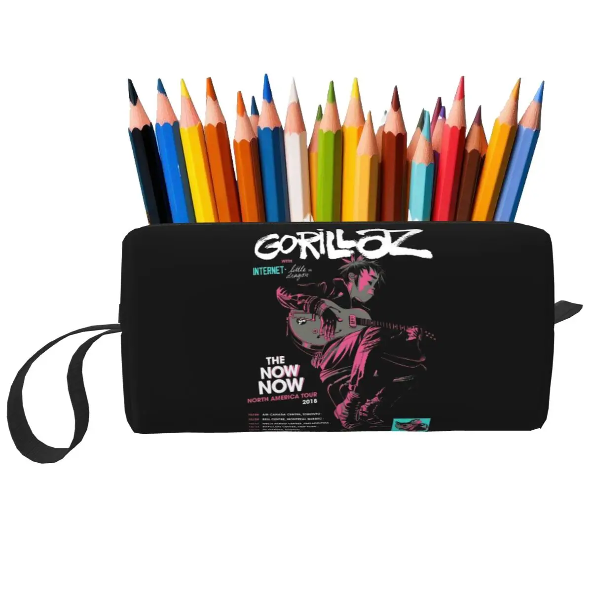 Music Band Gorillaz Pencil Case for Students Pen Box Pencil Bag Stationery Supplies Women Organizer Pouch