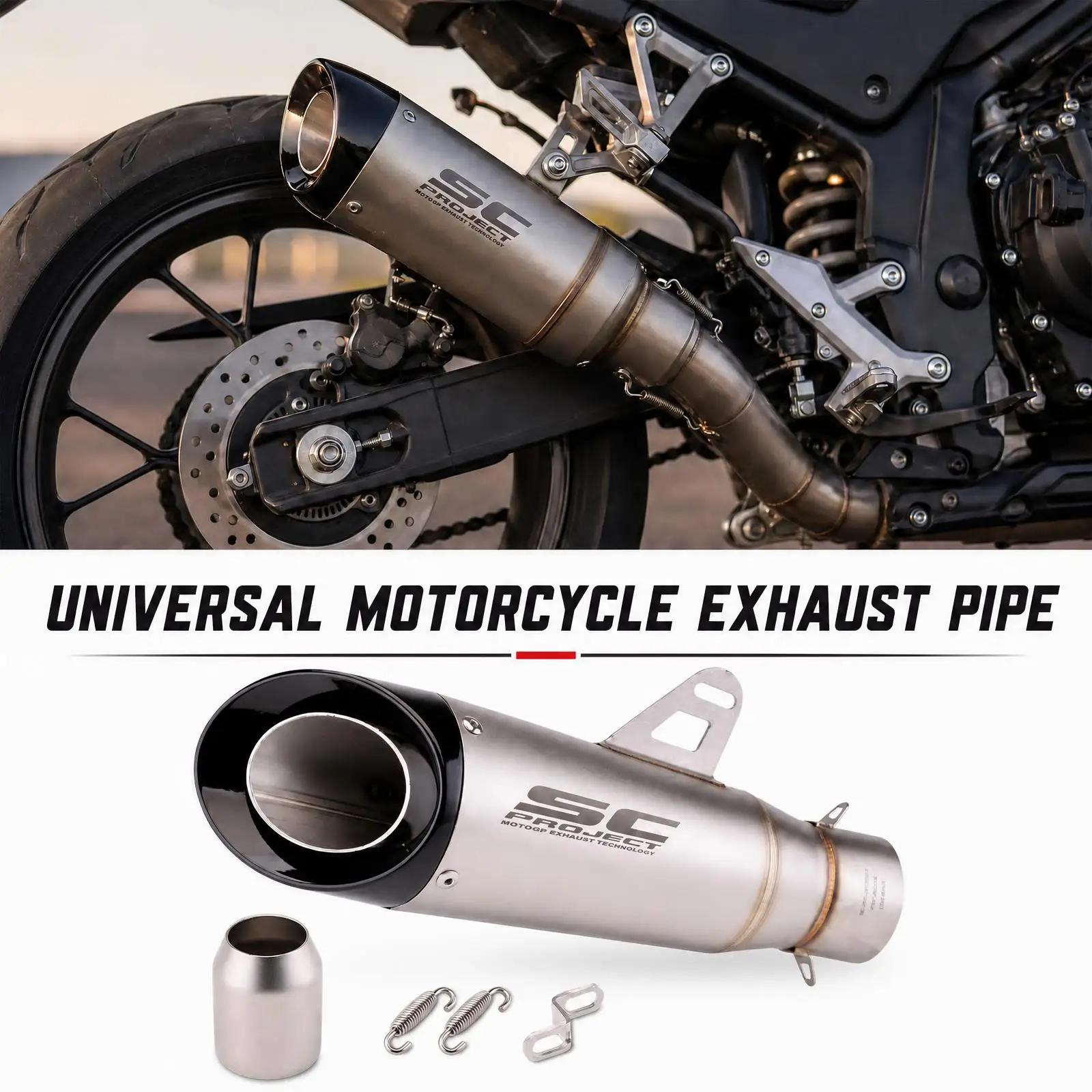 Universeller 51mm Motorrad-Auspuff mit DB-Killer, Edelstahl-Auspuffrohr, Doppel- und Dreifachschicht-Auspuffrohr-Zubehör