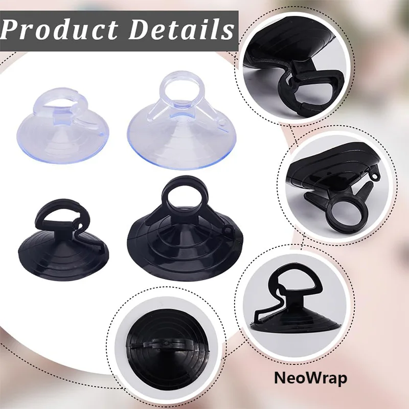 24Pcs Car Glass Windshield Sunshade Suction Cups Pull Ring Sun Visor Suction Cup Hooks 35mm 45mm Auto Window Sucker with Hole