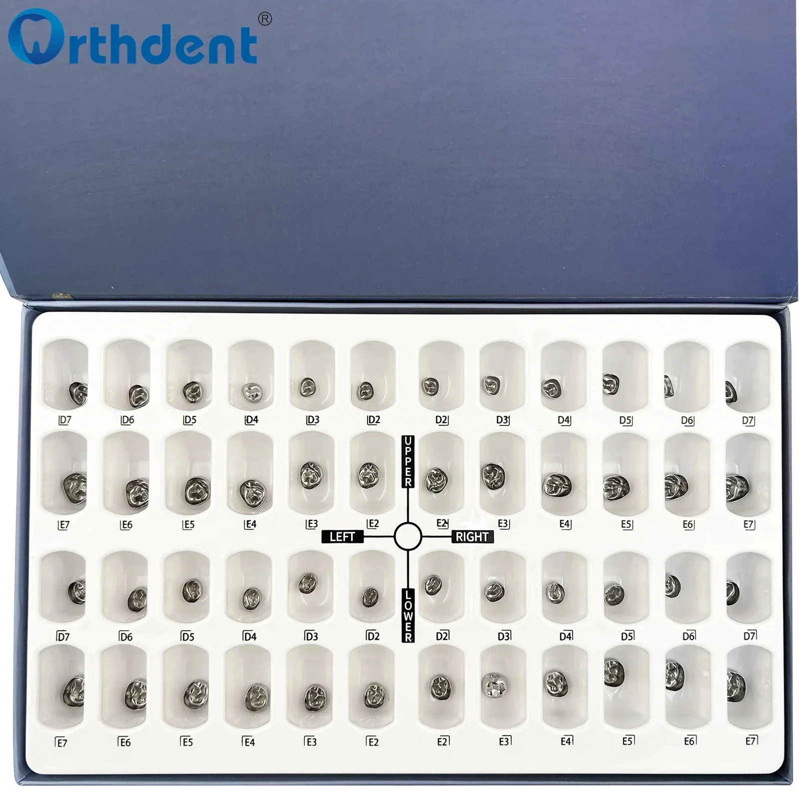 48Pcs/Box Dental Kid Crowns Preformed Metal Crown Stainless Steel Temporary Crowns Dentistry Orthodontic Material Therapy Tools