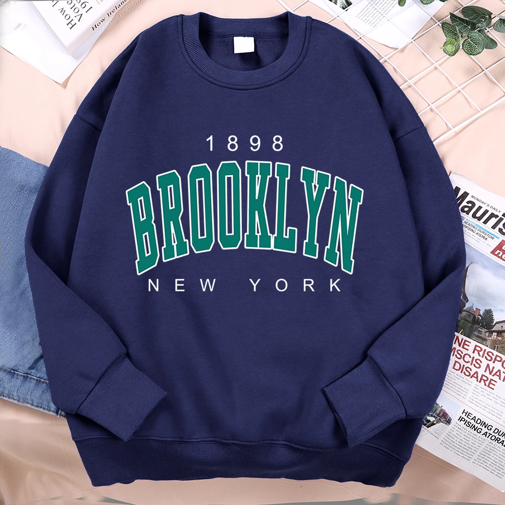1898 Brooklyn New York Printing Clothes Man Pullover Fleece Sweatshirt Fashion Casual Loose Hoody Autumn Cartoon Women Hoodie