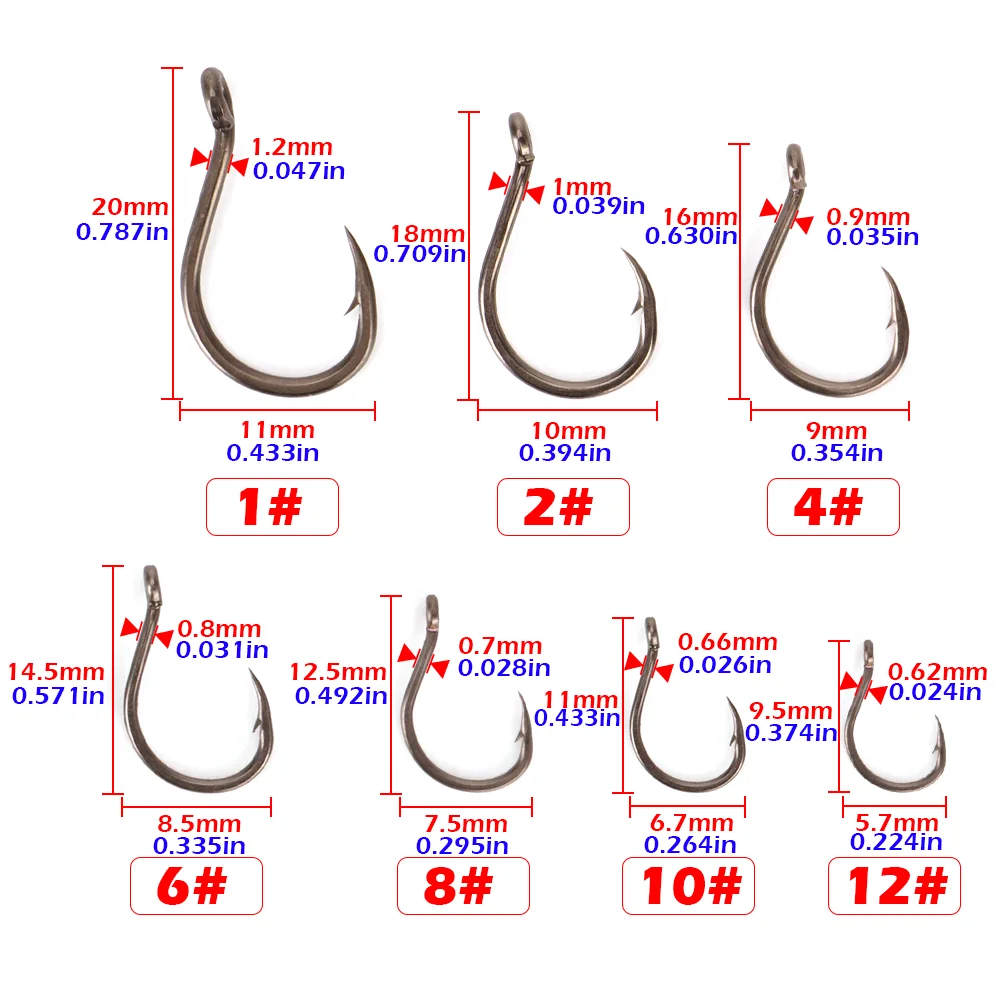 Hirisi 8039 50/100 Stück Hochkarbon-Stahl PTFE-beschichtete Scharfe Widerhaken-Karpfenangelhaken mit Öse, Verbindbare Box – Detail 3