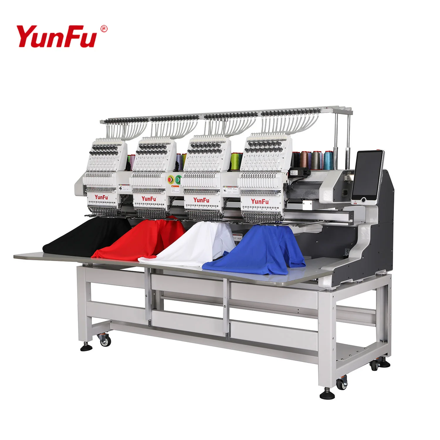 YunFu for New Automatic High Quality Workshop Use Computer 4-Head 15 Needles Embroidery Machine with 5-Year Warranty 1200 SPM