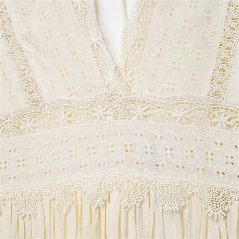 Vestido de renda com decote em v com cinto em camadas para mulheres primavera casual poliéster rua vestido de verão, elegante romântico data noite presente para adolescentes