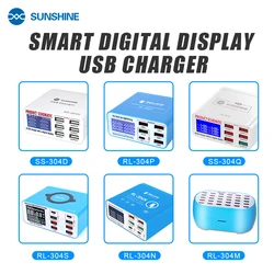 RELIFE 304P SS-304D SS-304Q Smart 6 Port USB Digital Display Lightning Charger For iPhone Samsung Huawei Xiao Vivo Opop