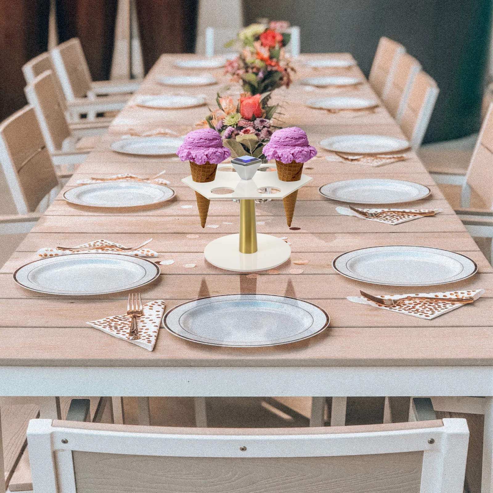 

Acrylic Ice Cream Cone Holder 6 Holes Display Stand for Ice Cream Sushi Roll Party Dessert Rack Cone Holders Sushi Roll Holders