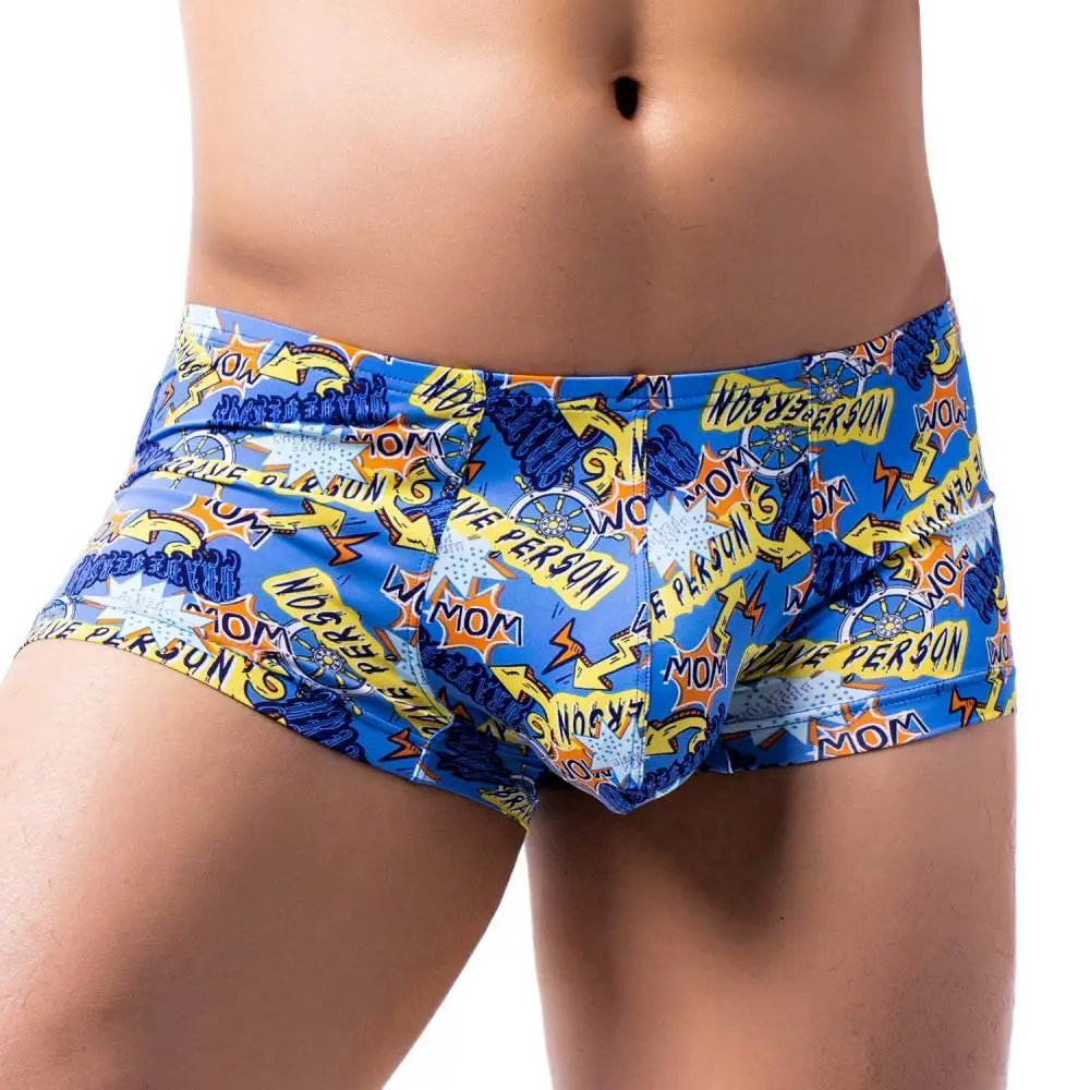 BRAVE PERSON Men's Underwear Men Boxers Briefs New Nylon Print Male Panties Trunks Mens Boxers Shorts U Convex Pouch Underpants