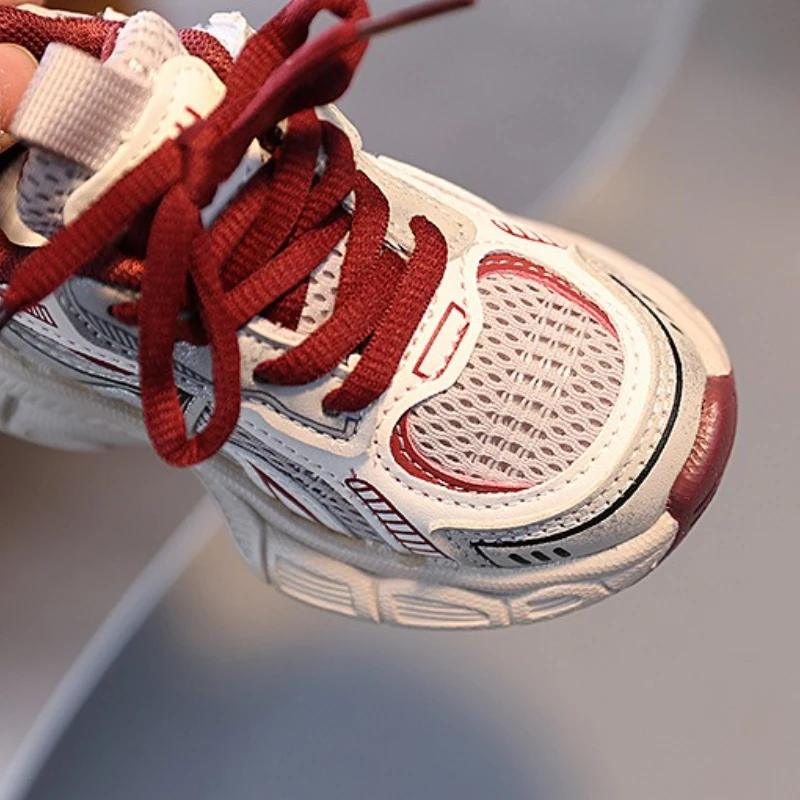Women Sports Shoe Spring New Mesh Kid Shoe Breathable Mid Size Child Running Shoe Soft Sole Tennis Female Versatile Kid Sneakers