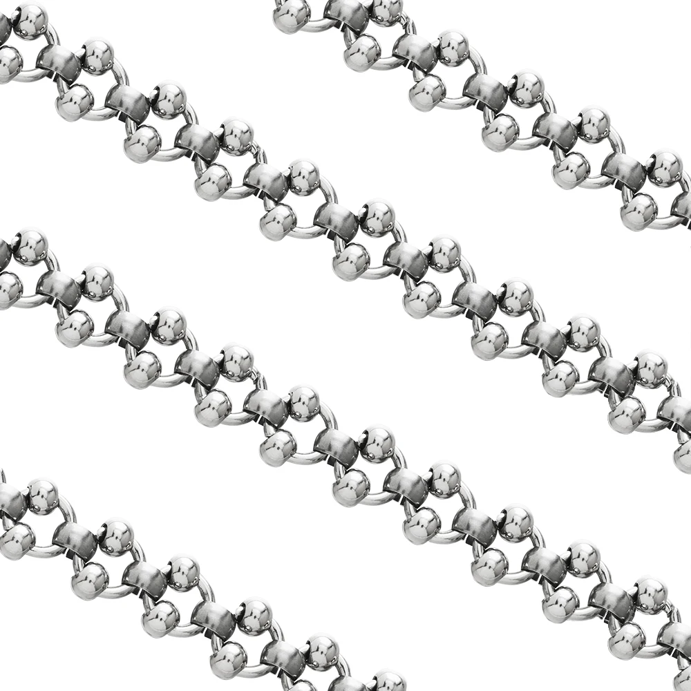 Stainless Steel Round Beads Link Loop Chains Thick Heavy Metal Solid Chain for Men Jewelry Making Punk Hip-pop Necklace Bracelet