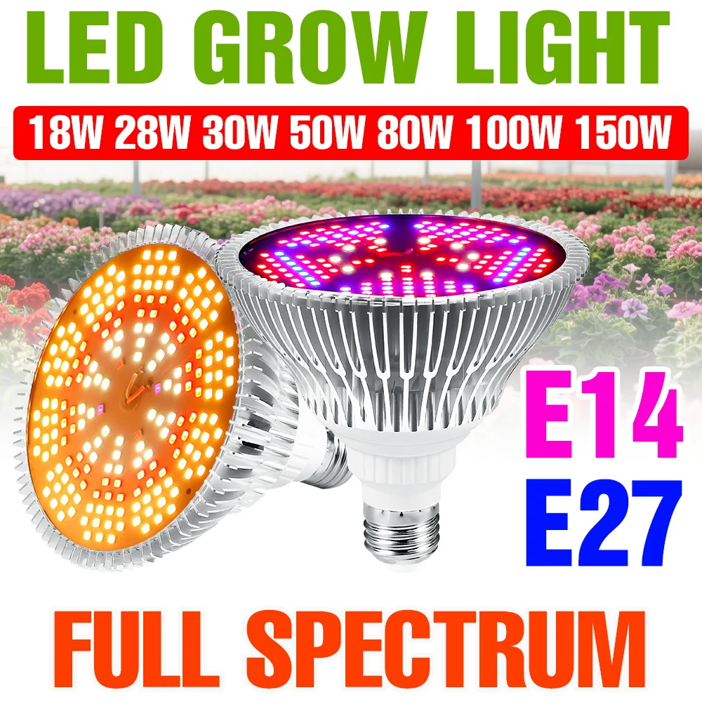 150W Full Spectrum LED Grow Light E27/E14 Indoor Succulents Plant Fill Lights 220V Greenhouse Vegs Fruits Cultivation Lighting