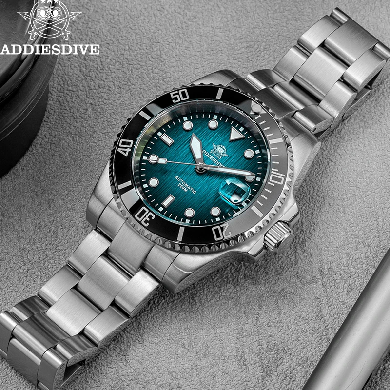 

ADDIESDIVE New Automatic Watch For Men Ceramic Bezel Stainless Steel Water Ghost Diver Watch Waterproof 8215 Mechanical Watches