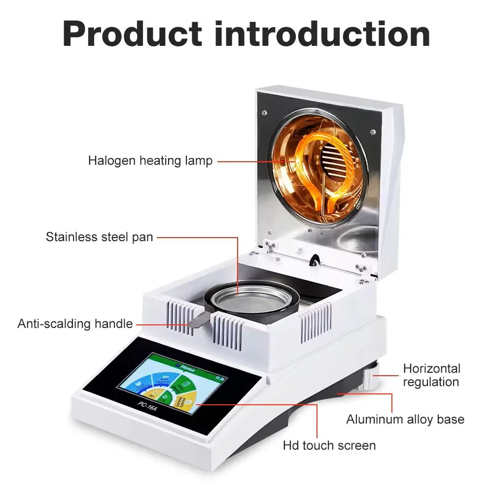 High‑Precision Automatic Halogen‑Heating Moisture Tester, Fast Moisture Analyzer for Grain, Tea, Staple Food Raw‑Material Testin