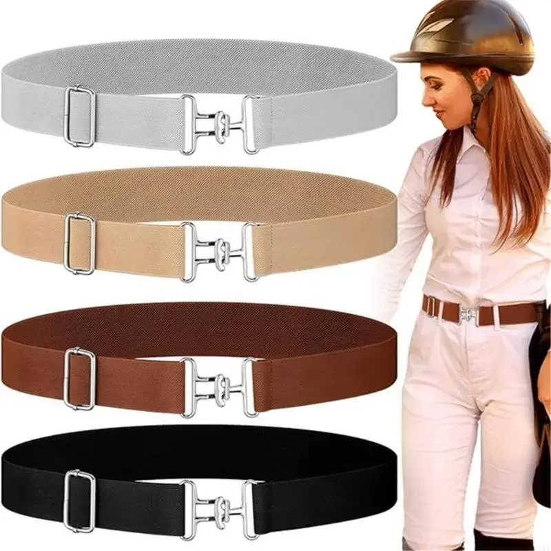 Unisex Elastic Riding Belt Shark Buckle Designs Comfortable And Secure Waistband For Equestrian Sport And Casual Wear