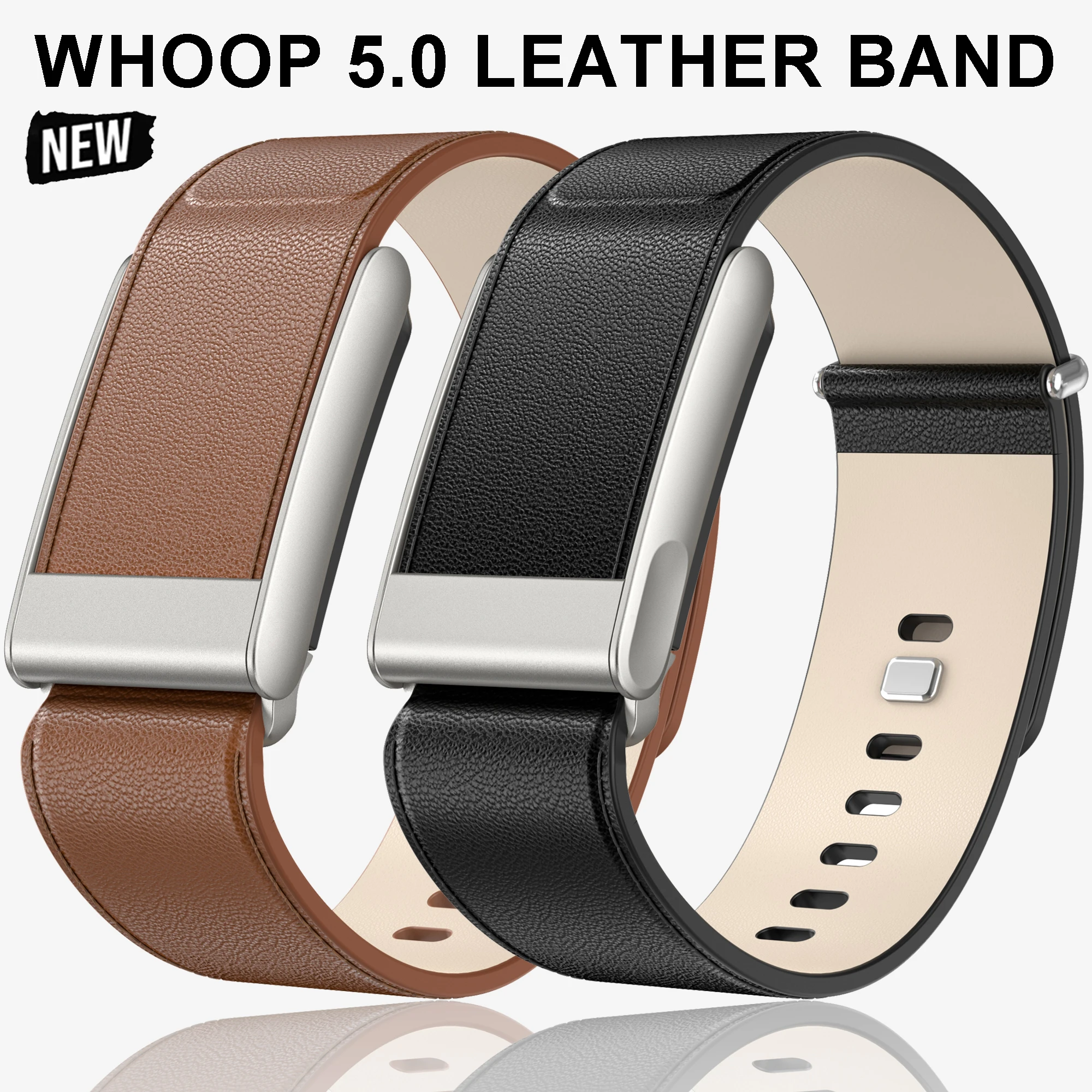 

For Whoop 5.0 Watch Straps Genuine Leather Bands Compatible with WHOOP ONE Wristband Fitness Tracker Whoop Life ECG Straps