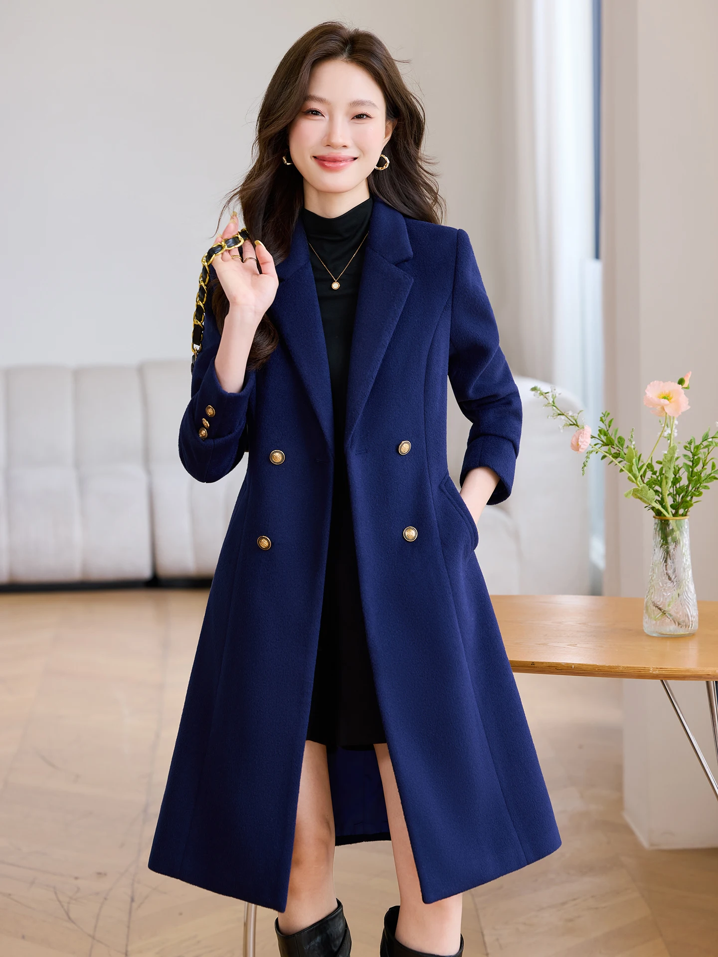 

Женское шерстяное пальто Ele: профессиональный деловой стиль, весна-осень, средней длины, приталенное, премиум-класса, для повседневной носки и деловых встреч