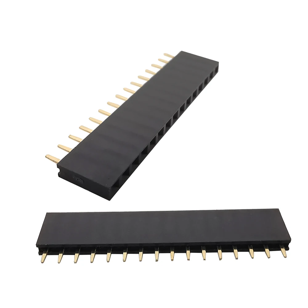 10Pcs Gold Plated 2.54mm Pitch Single Row Female 2~40P PCB Socket Board Pin Header Connector Strip Pinheader for Pcb Breadboard