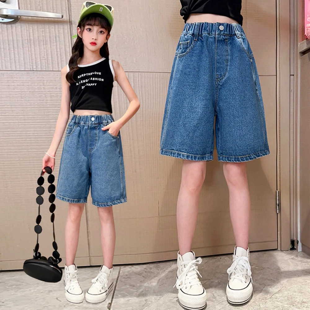 

Teens Girls Denim Shorts New Summer Fashion Girl Short Jeans Children Girls Jeans Shorts Solid Girls Half Pants Clothing