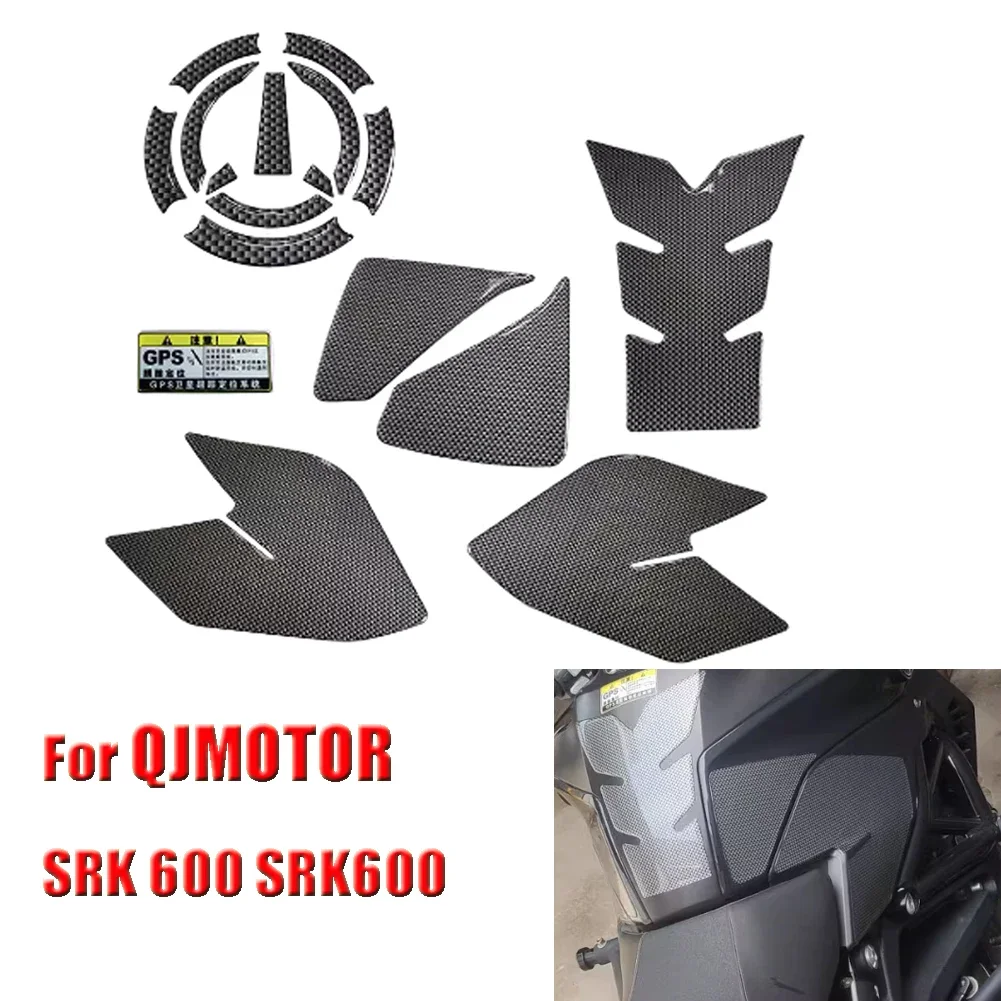For QJMOTOR  SRK 600 SRK600 Motorcycle 3D Sticker Gas Fuel Tank Side Decal Protector Traction Pad Cover Decoration Sets