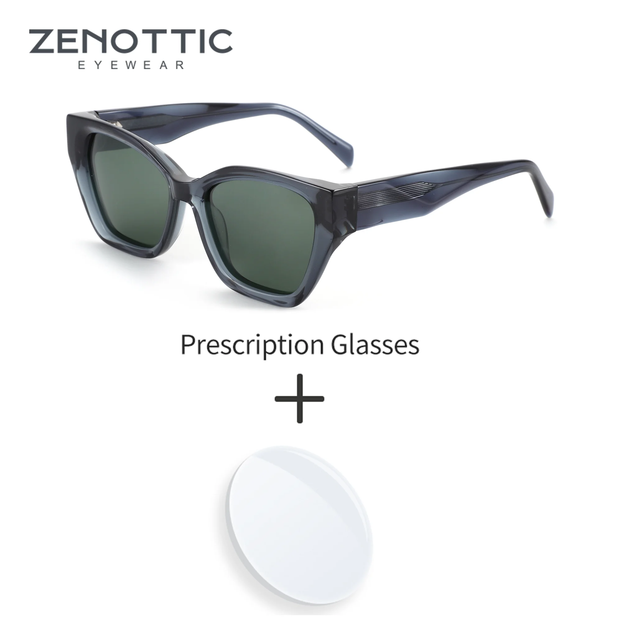 

ZENOTTIC S Size Acetate UV400 Polarized Sunglasses Prescription Custom Women Cat Eye Optical Sun Glasses