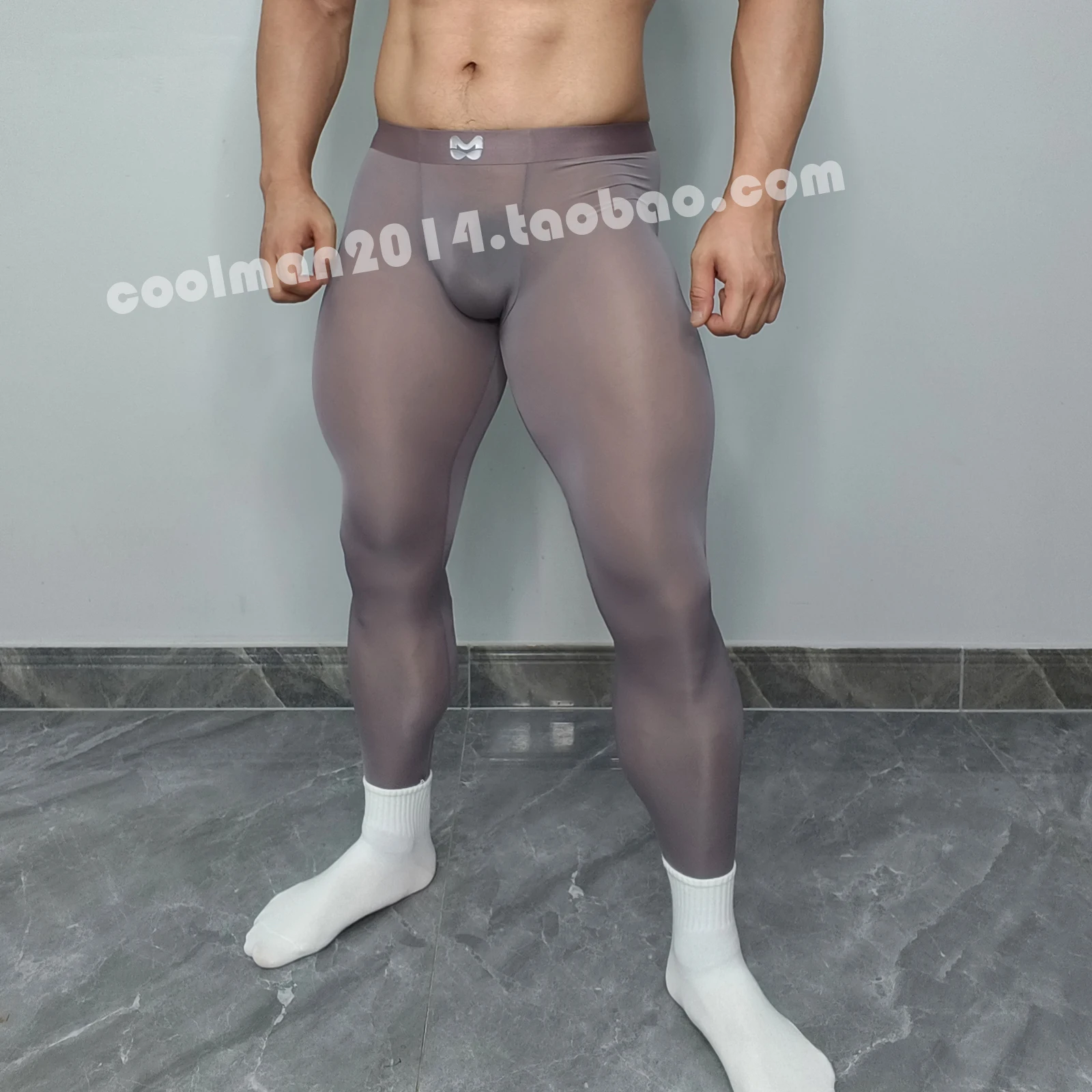 Ultra-thin Sheer Seamless Leggings Men Plus Size Tight Sexy See Through Elastic Sport Pants