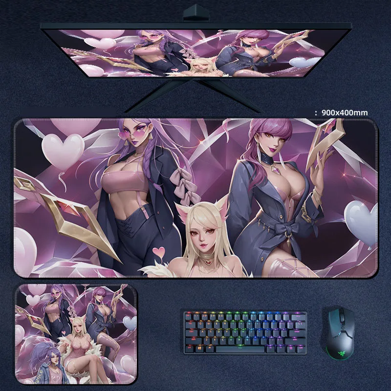 Grande bonito mouse pad lol jinx teclado de jogos tapete acessórios para computador protetor de mesa kawaii mousepad gamer anime mause almofadas