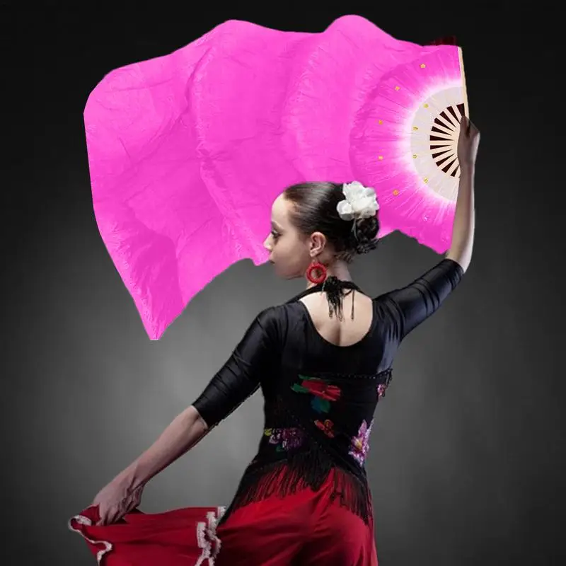 

National Dance Fans 1.8Meters Thick Ribs Silk Fans For Belly Dance Beautiful Fan Veils For Performers Foldable Colorful Dancing