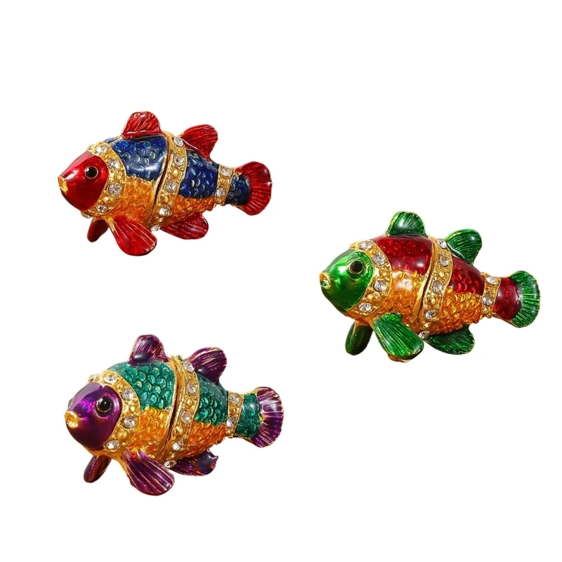 

91AF Fish Themed Ornamental Storage Box With Metal Finish For Organizing Small Accessories