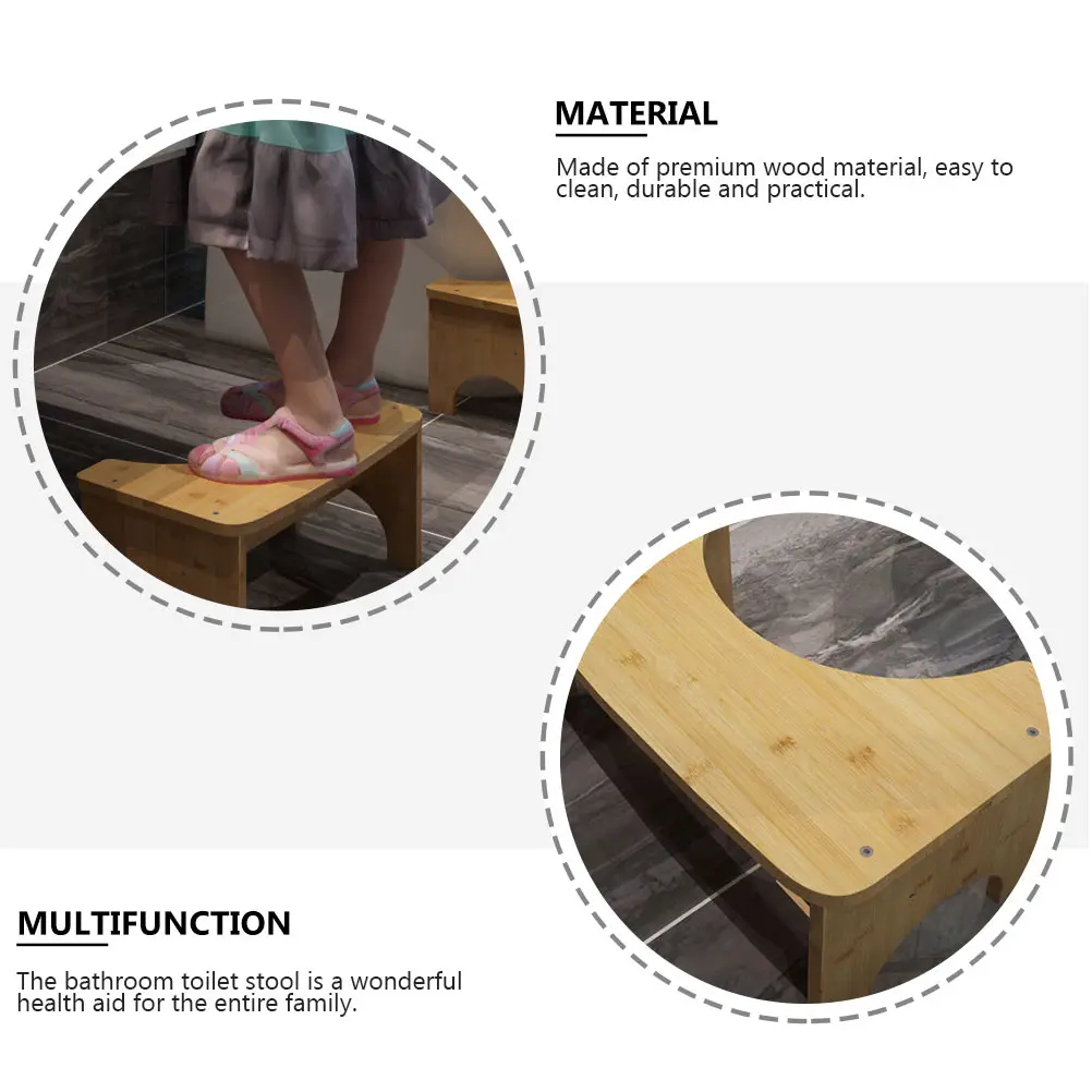 

Premium Wooden Footstool Durable Bathroom Space-Saving Step For Home Stable Seat Support Tool Potty For Bathroom