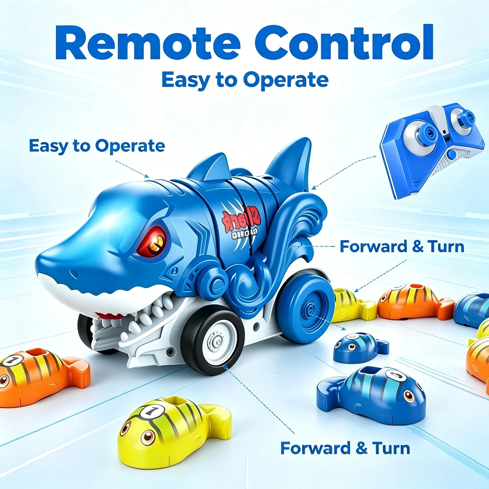Magnetic Shark RC Car Remote Control Vehicle Desktop Bead Eating Battle Game Interactive Tabletop Racing for Christmas Gift view 5
