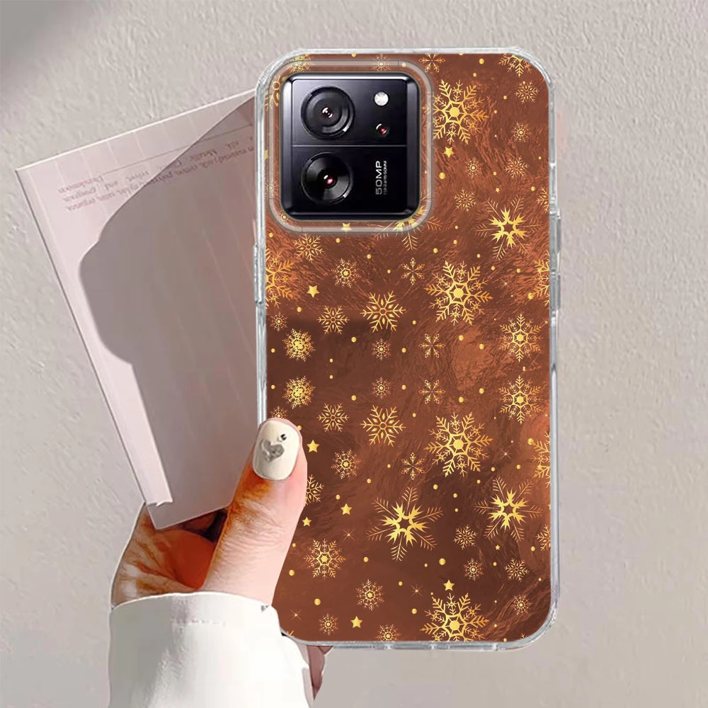 عيد الميلاد الذهبي الثلج نمط النساء الفتيات ل Xiaomi 13T 14T برو 11 لايت NE Poco X5 X6 X7 M6 C65 C61 M5S جراب هاتف غطاء #5