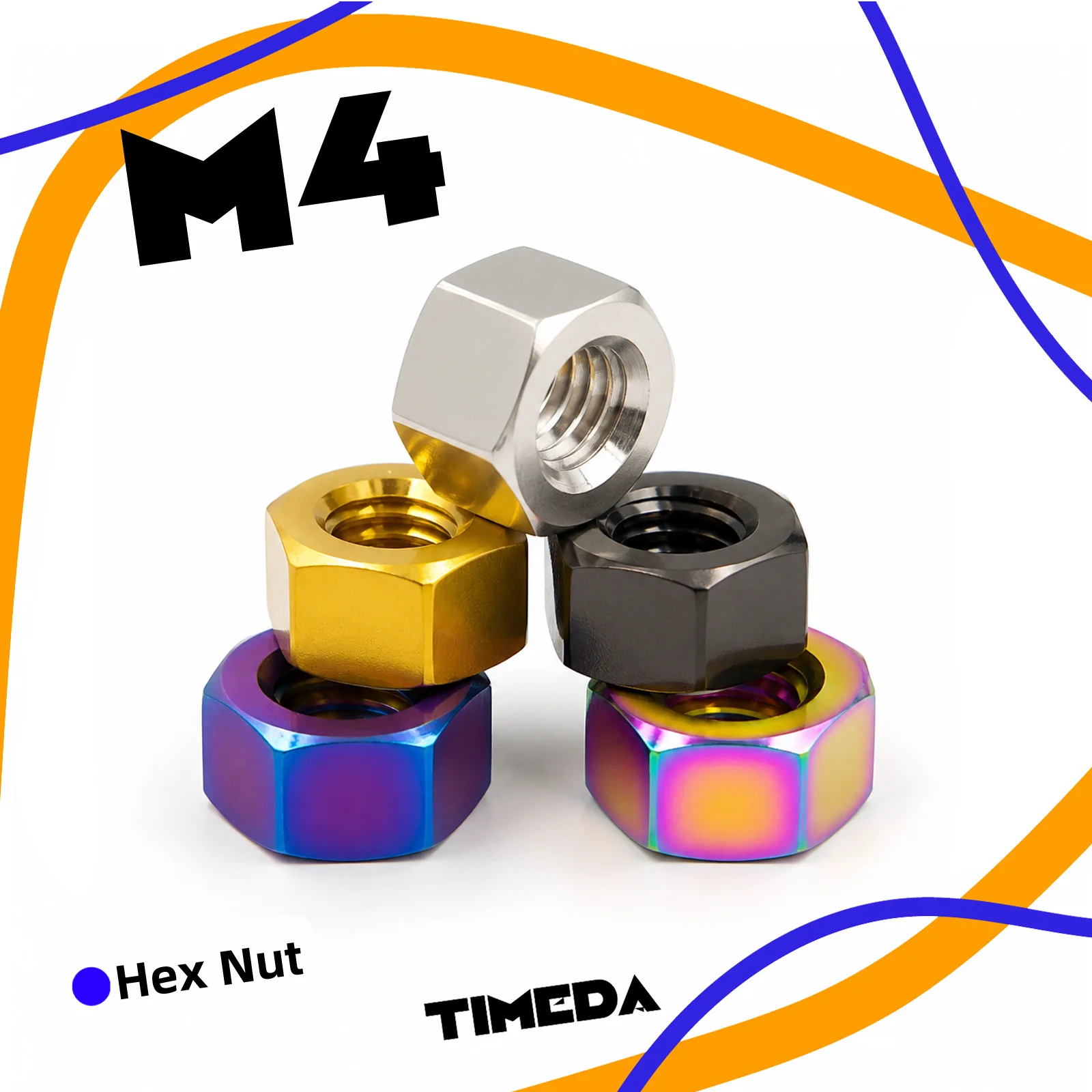 M4 Titanium Hex Nut Pitch 0.7 GR5 Ti-6Al-4V for Motorcycle MTB Bicycle Disc Brake E-Bike Lightweight Rustproof