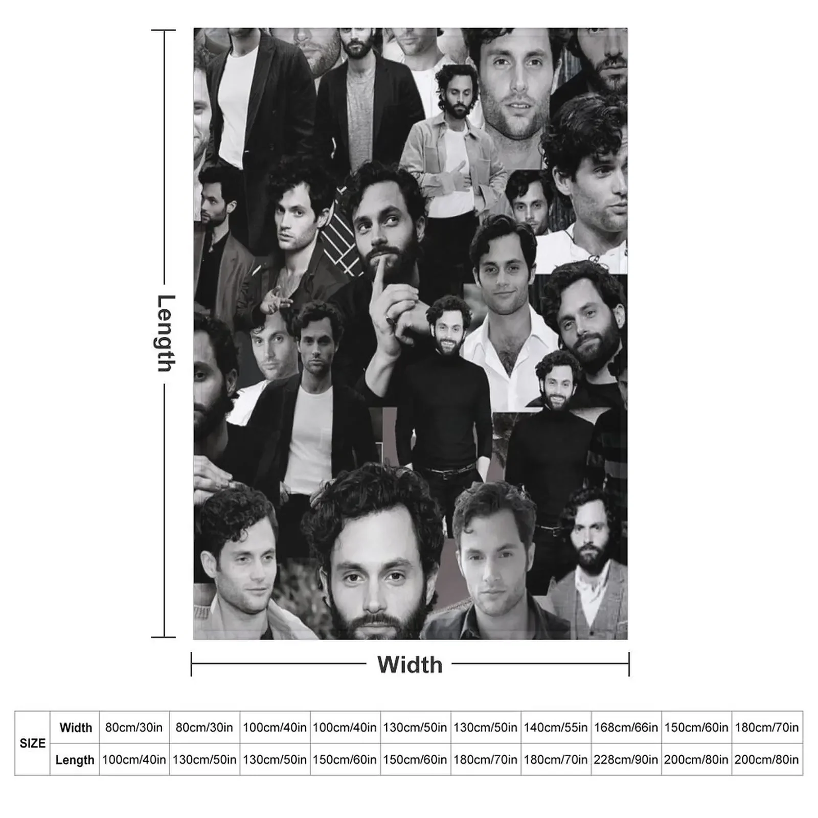 Penn Badgley American actor Black and White Aesthetic Collage - 2 Throw Blanket Giant Sofa for sofa Shaggy Luxury Brand Blankets
