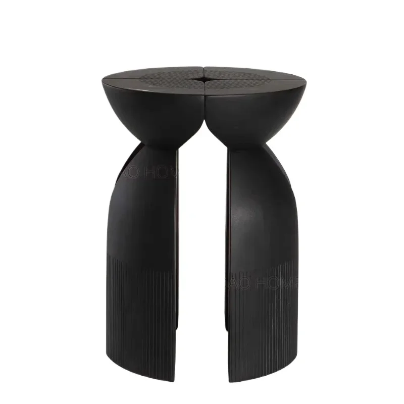 Modern home folding round dining table with 4 multi-function retractable chairs for art living room coffee