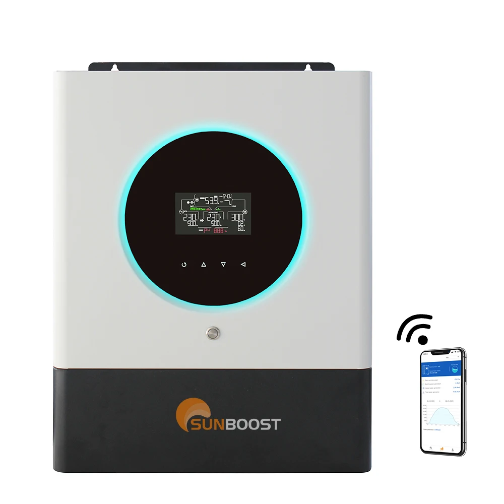 

Solar Inverter Hybrid Solar Power 11kw Parallel 6pcs Inverter Built-In Wifi Large Color Lcd Touch Screen Solar Inverter