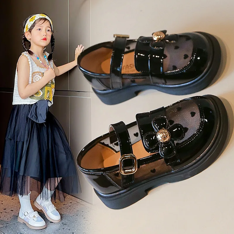 حذاء شبكي جيد التهوية للبنات ، حذاء بدون كعب ناعم ، حذاء مدرسة كوري ، مجوف ، أميرة ، ربيع ، صيف ، جديد #3