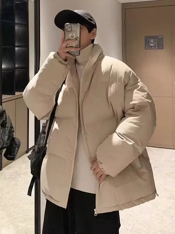 

Мужское зимнее тепе хлопковое пальто Thiened с воротником-стойкой в американском стиле, повседневное свободное хлопковое пальто больших размеров для пар