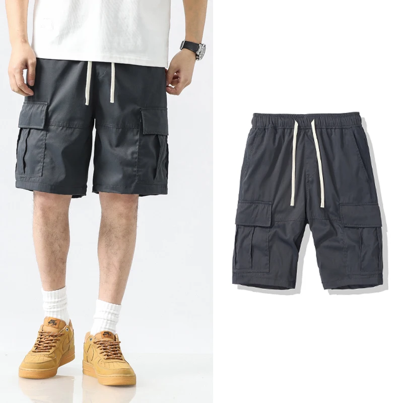 

Мужские повседневные свободные шорты-карго с большими карманами, модные универсальные пятые брюки с прямыми штанинами, шорты для кемпинга на открытом воздухе, брюки
