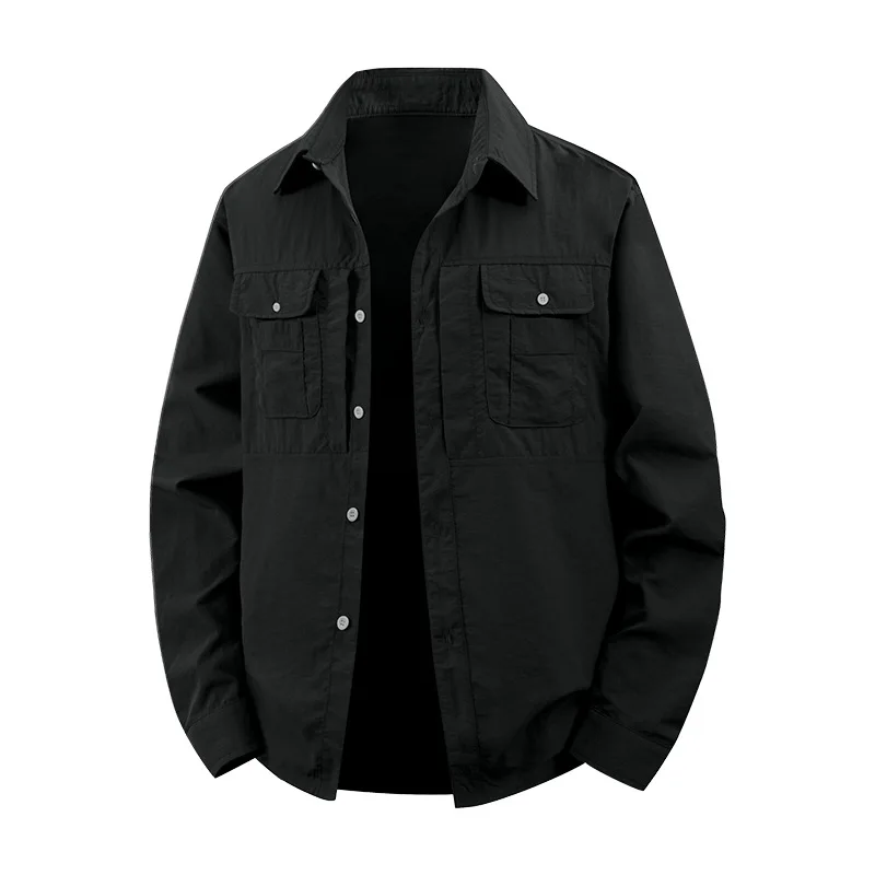 

Loose Casual Long Sve Workwear Jaet Men's Spring Autumn New Sle Loose Fit Classic Collar irt Big Size Top