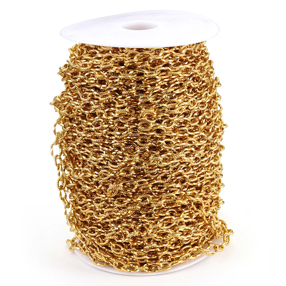 Câble Rolo en vrac en acier inoxydable pour bijoux, lien exécutif, collier punk bricolage, bracelet hip hop, accessoires, 1m par lot