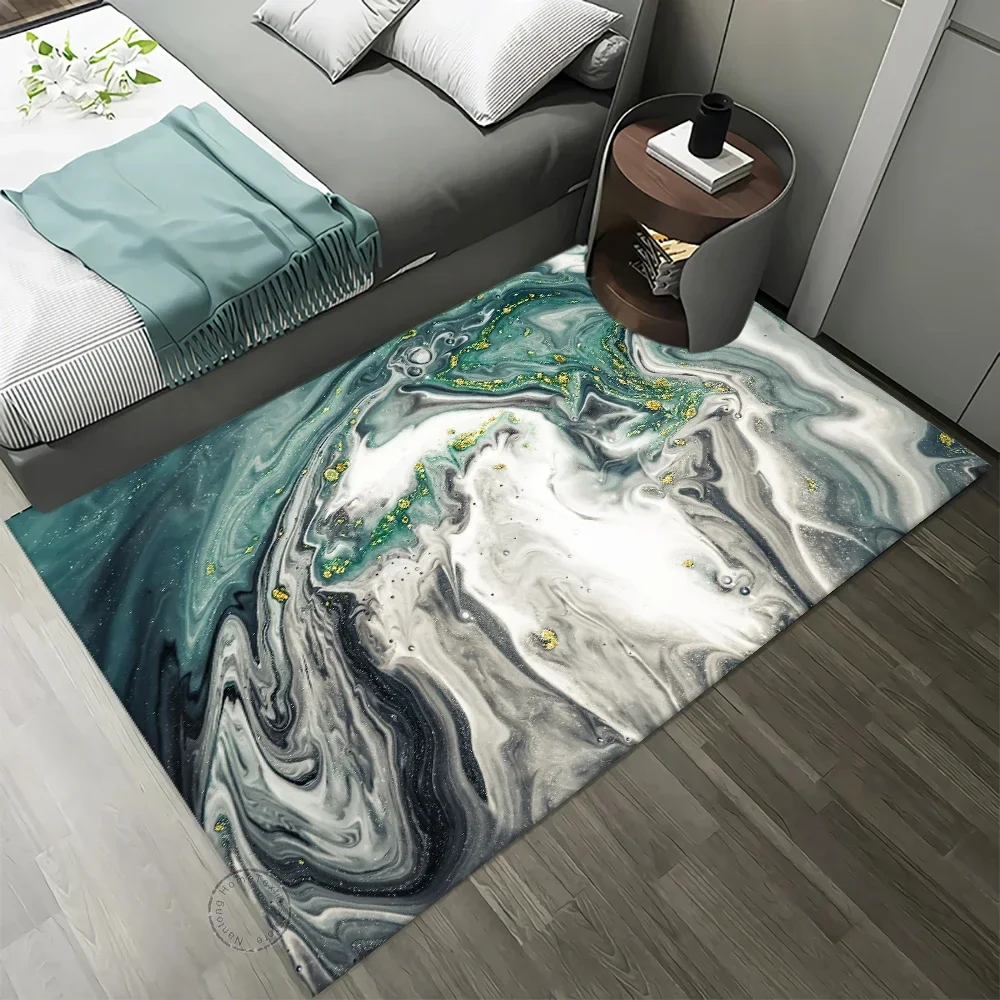 Marble Pattern Carpet Bathroom Floor Mat Anti-Slip Living Room Rug Entry Door Kitchen Bedroom Bedside Floor Mat Home Decoration