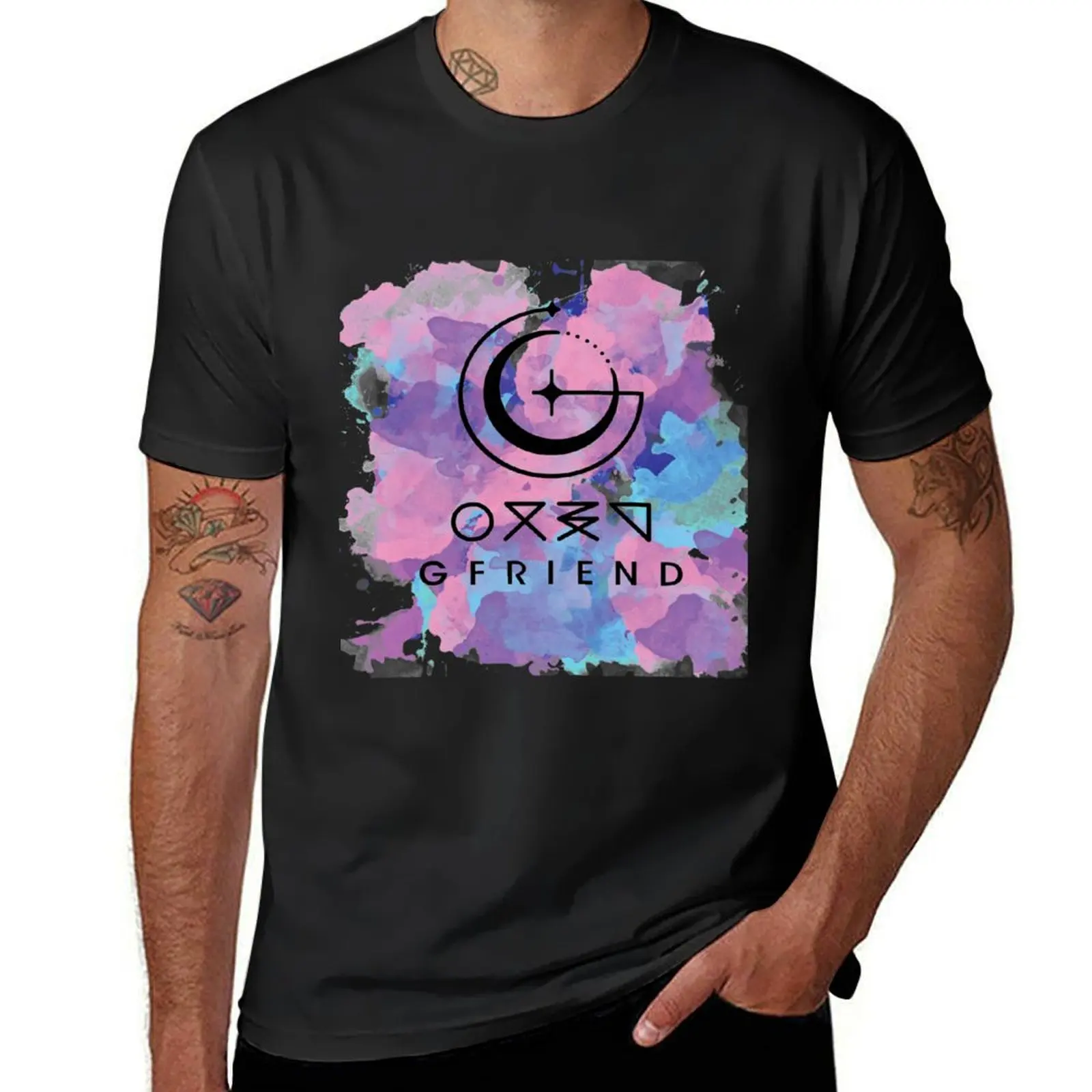 GFriend logo Paint Splatter T-Shirt heavyweights summer top graphics Men's cotton t-shirt