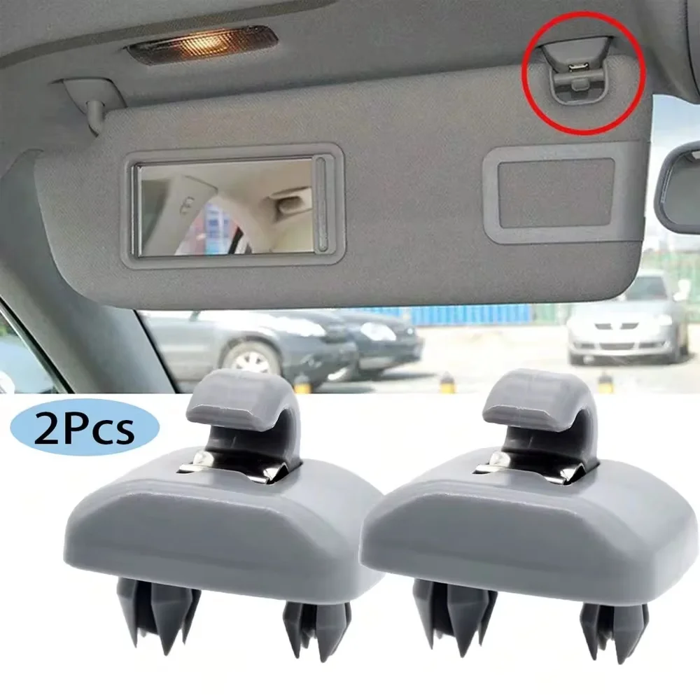 2Pcs Car Sun Visor Clip Gray Interior Hanger Hook Clip Bracket for Audi A1 A3 S3 A4 S4 Allroad A5 S5 Q3 Q5 8U0857562A Grey