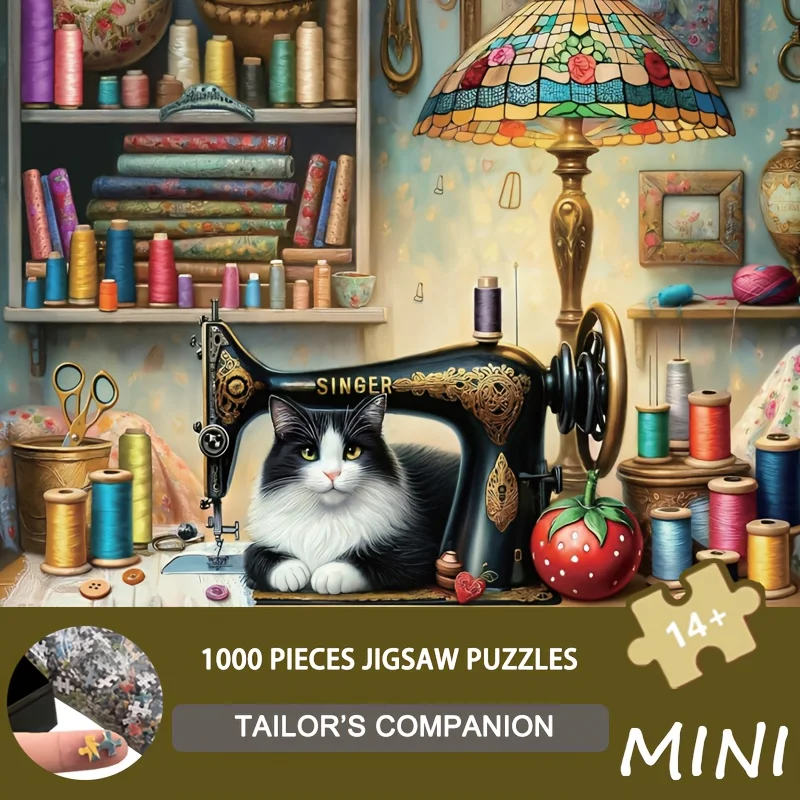 

Mini Size Puzzle 1000PCS - Tailors Companion 38x26cm Vintage Sewing Art, Adults & Craft Lovers, Home Decor for Sewing Room