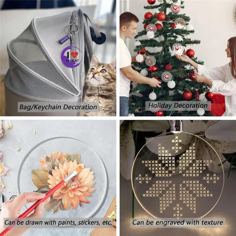 

ABMI-Acrylic Keychain Blank Set 3 Inch 2.5 Inch 2 Inch Round Clear Arylic Blanks For DIY Keychain Craft,