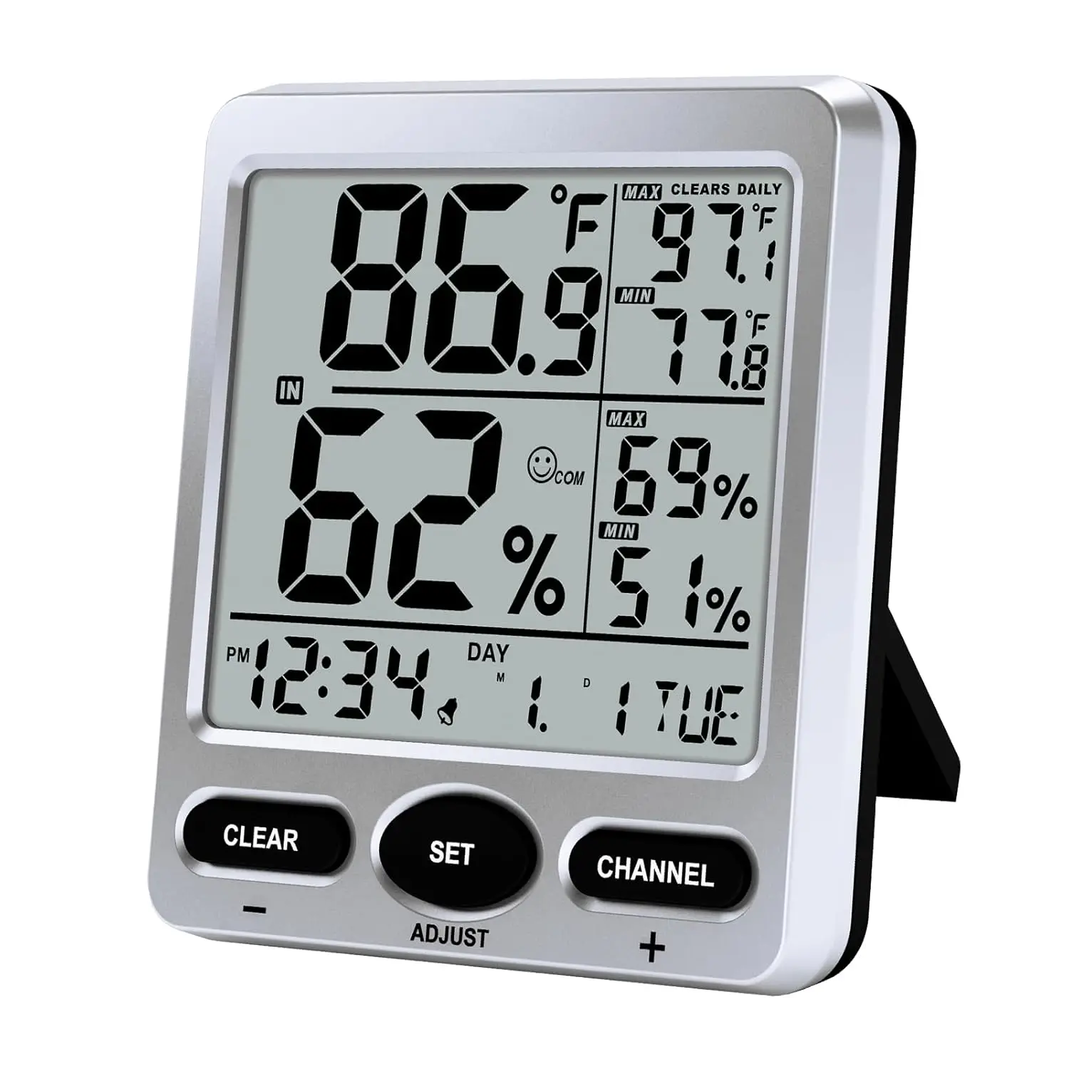 Thermomètre et hygromètre numérique d'intérieur intelligent, moniteur de température et d'humidité en temps réel avec alarme, calibrage des disques Max/Min pour la maison, 2025